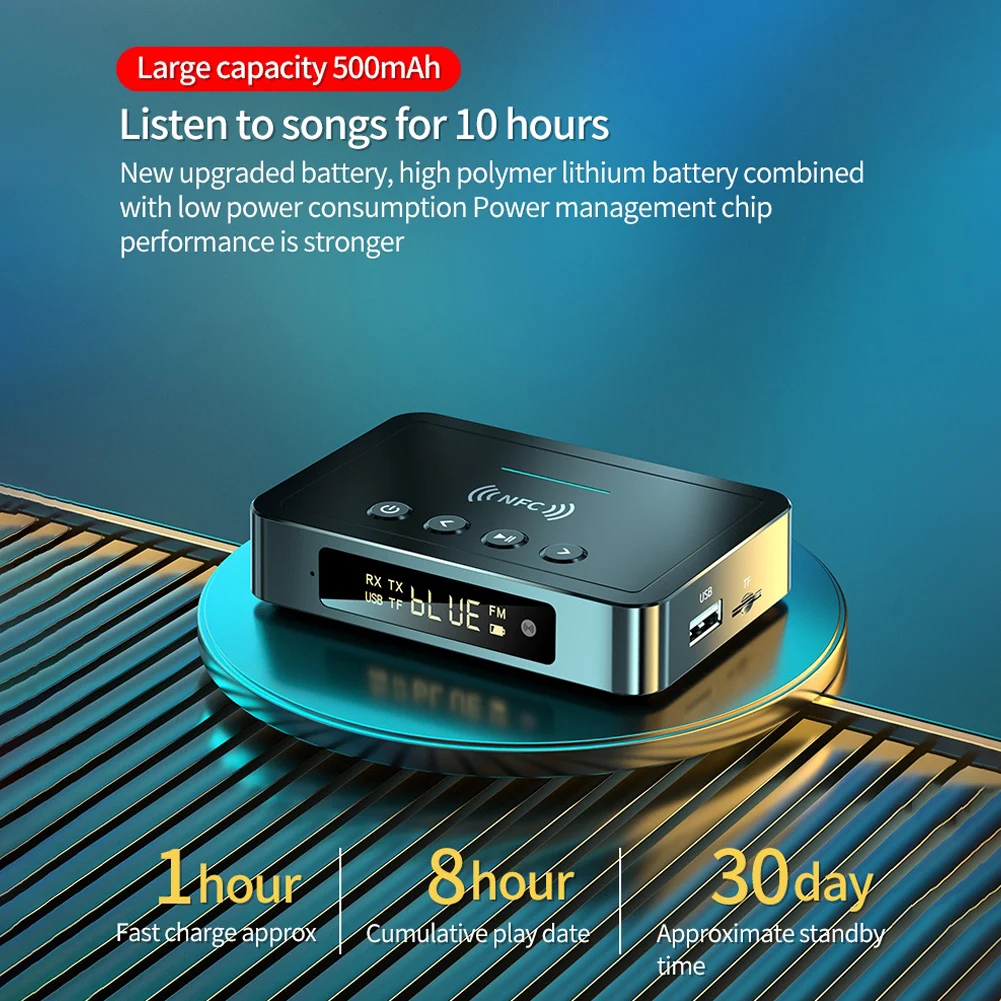 무선 블루투스 호환 수신기 오디오 어댑터 NFC USB 블루투스 호환 5.0 송신기 수신기 3 in 1