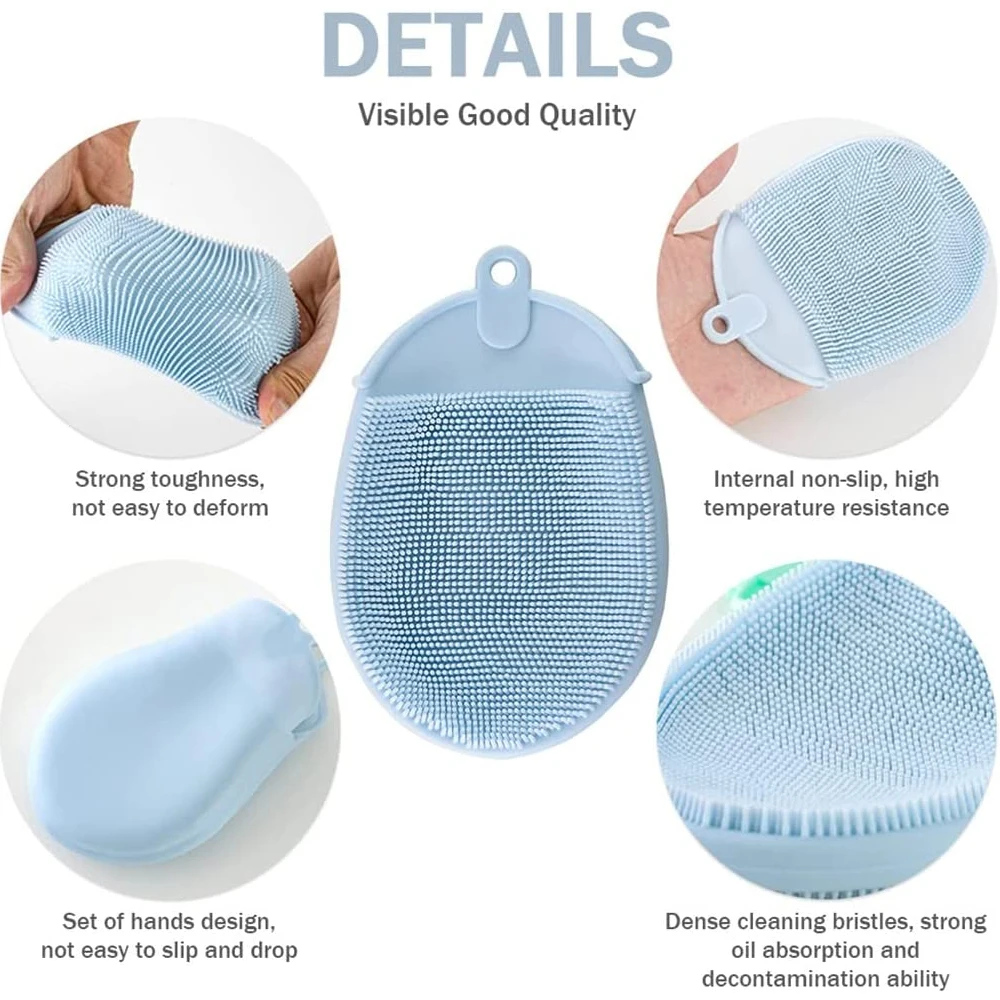 1pcs Silicone Massage Bath Brush with Hook Soft Exfoliating Bath Gloves Baby Showers Cleaning Brush Remover Scrub Showers Bubble 4