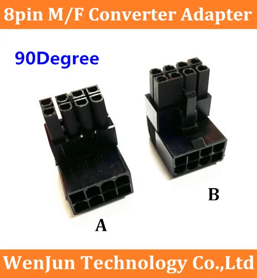 Conector Angular Macho para Fêmea Cpu 8pin 6pin Pci-e 8pin Ângulo de 90 Graus pc Desktops Placa Gráfica 8p Porta de Alimentação Tomada