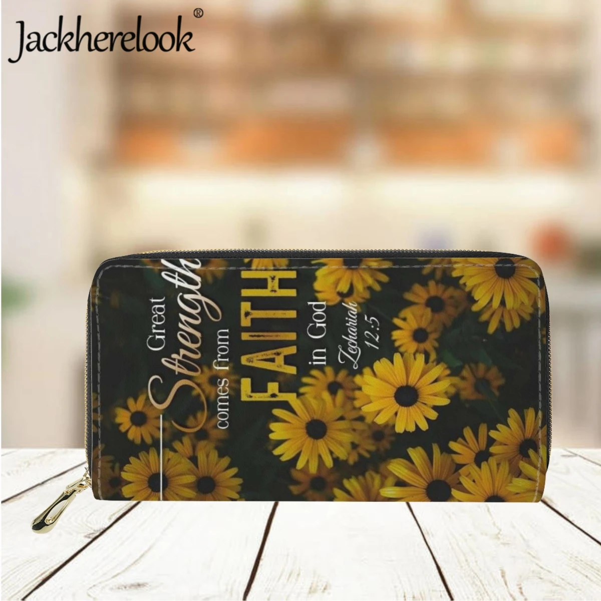 Jackherelook Great Stiength Comes From Faith In God Printing Wallet for Women Purse Card Holder Daily Leather Clutch Money Bag