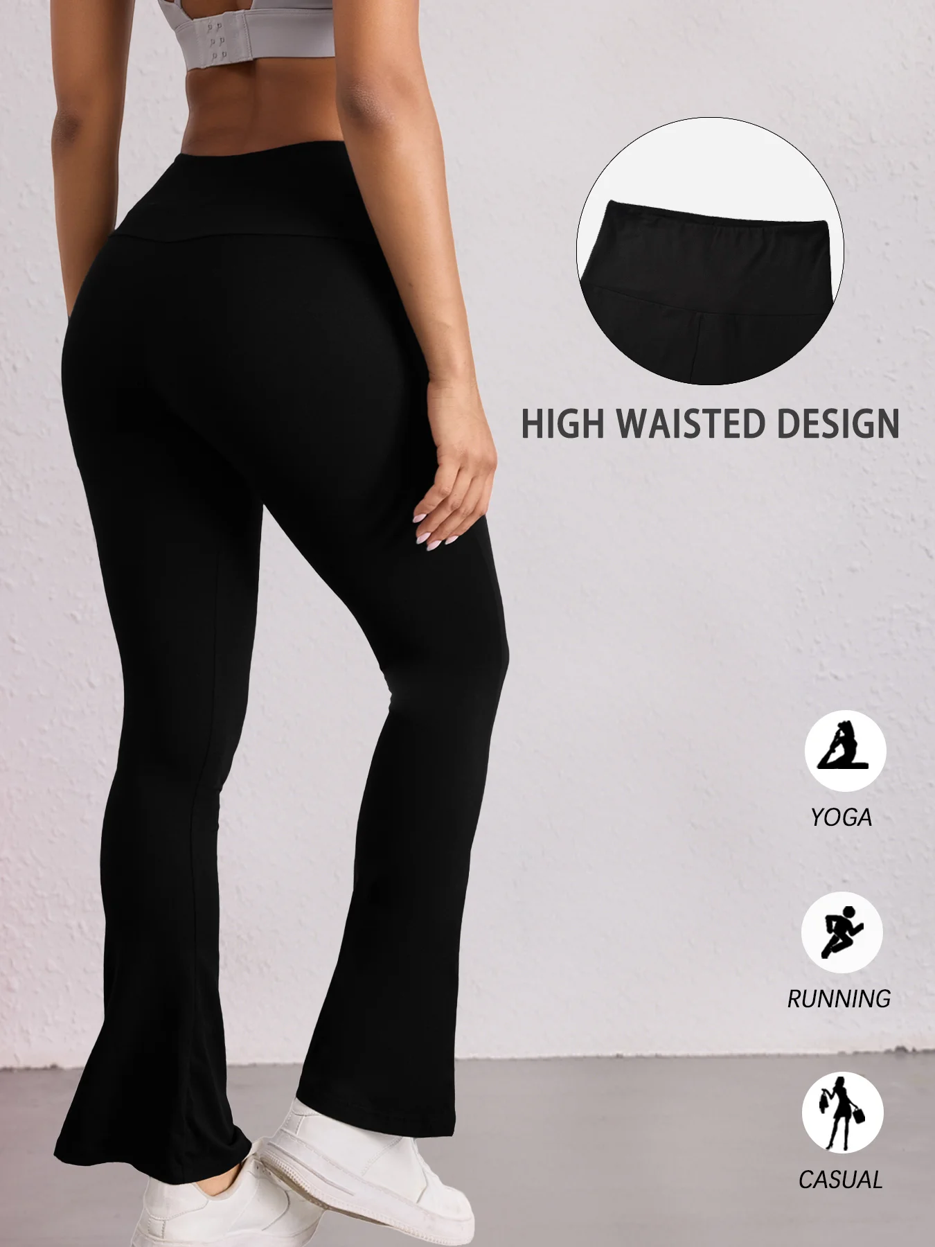 Womens Super Soft High Waisted Flare Leggings Image 3