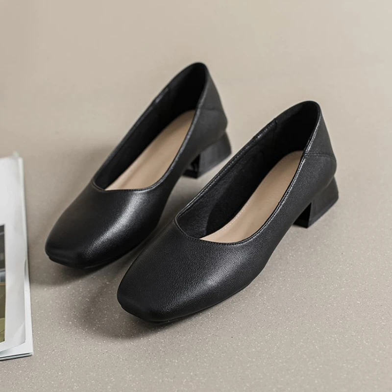 

Женская обувь для офиса на среднем каблуке, женская обувь с квадратным носком, повседневная обувь из натуральной кожи, Бесплатная доставка, популярное предложение, A L