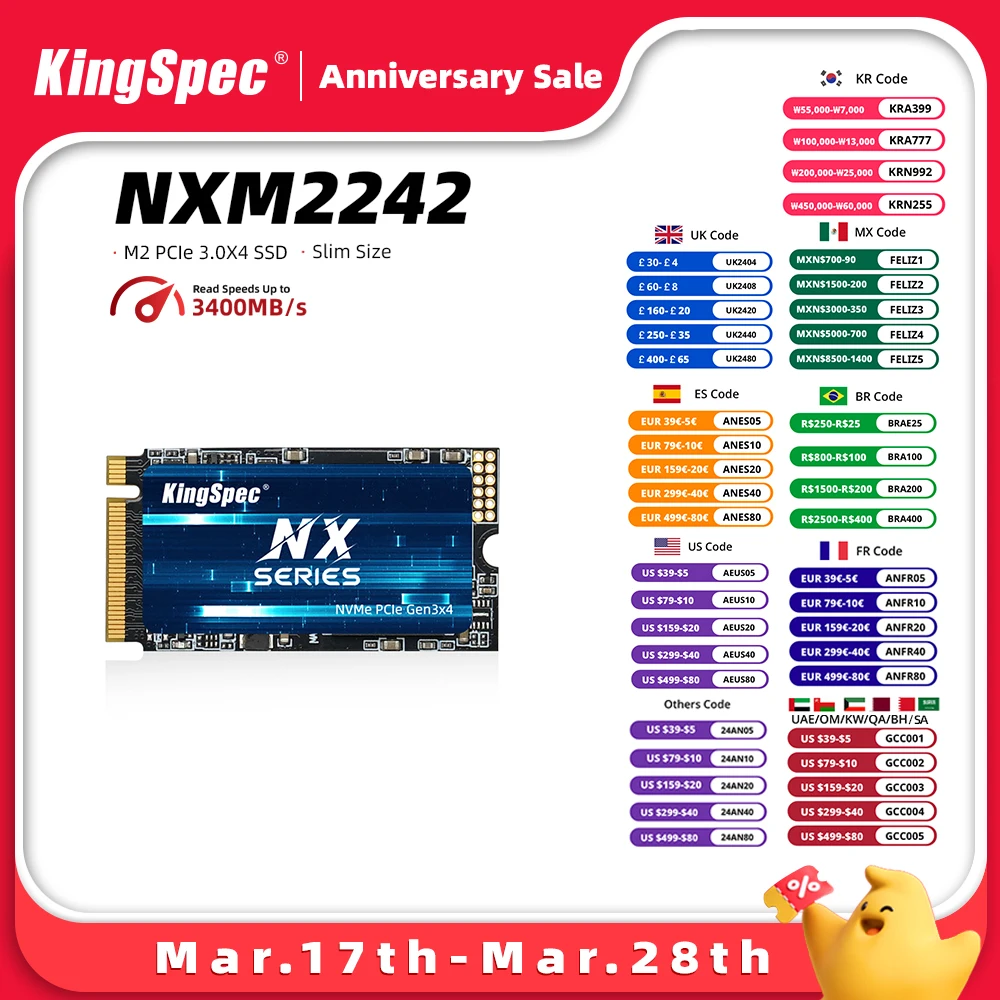 Фото Твердотельный накопитель KingSpec M2 NVMe Ssd 256 ГБ 512 ГБ 1 ТБ, жесткий диск M.2 2242 PCIe M2 NMVe, Внутренний твердотельный накопитель для ноутбука Hp, настольного компьютера, ноутбука №1