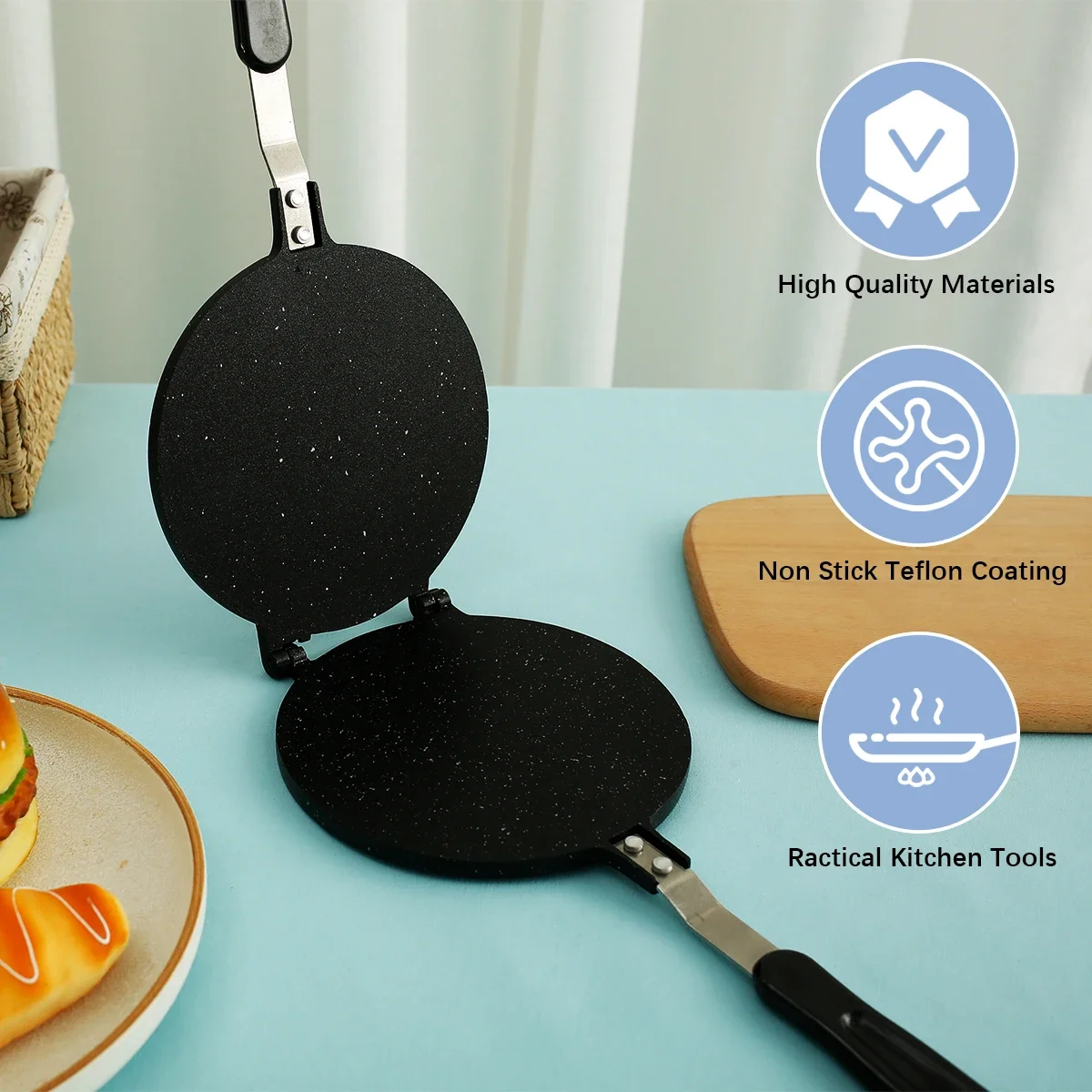 Tortilla Press Pan Non-Stick Baking Trays Pressing Mold Multipurpose Tortilla Dough Press Stove Top Pan Kitchen Cooking Tools