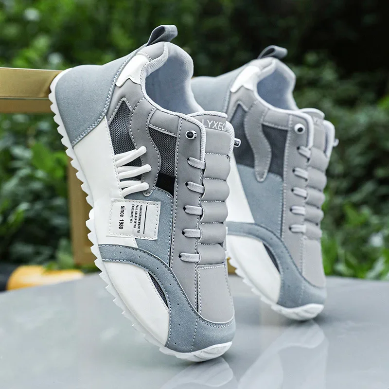 Men casual faux leather sneakers male wedged shoes 2025 spring