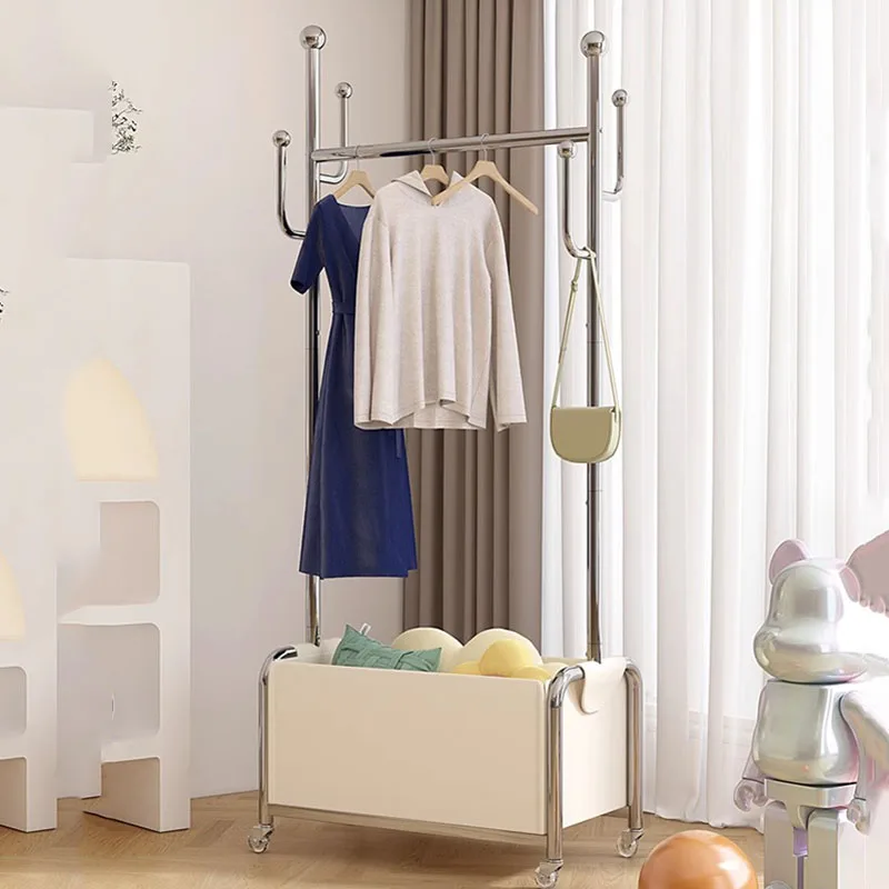 Rolling Metal Clothes Rack Ruote Trolley Storage Modern Clothes Rack Camera Da Letto Corridoio Perchero Blanco De Pie Home Eccessories