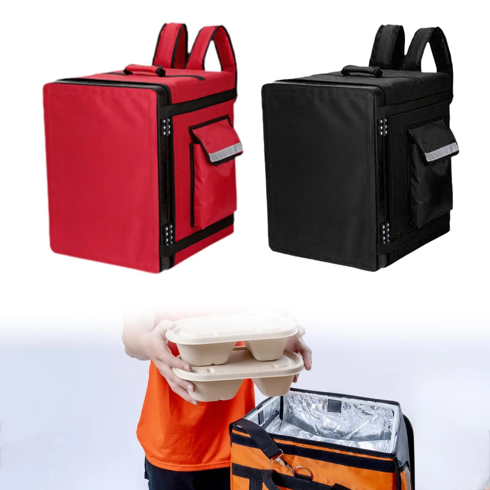 Insulated Food Delivery Backpack 43 L Reusable for Beach Groceries Hiking