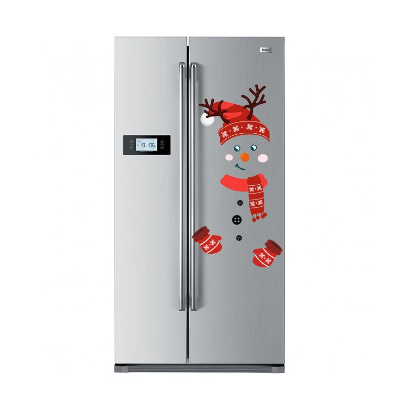Wall Stickers Self Adhesive Stickers Kitchen Wall Sticker Door Window Refrigerator Stickers Cartoon Snowman Christmas Funny Kitchen Holiday Home Decoration