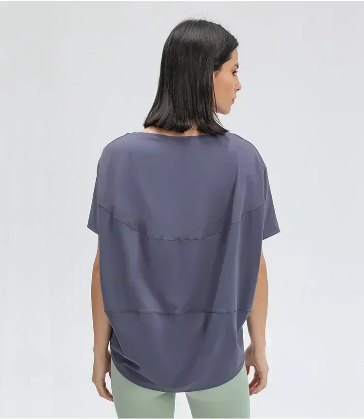Lemon Women Back in Action Loose Short Sleeve Shirt Yoga Gym Sport Crop Top Sportswear Breathable Leisure Outdoor Jogging Blouse