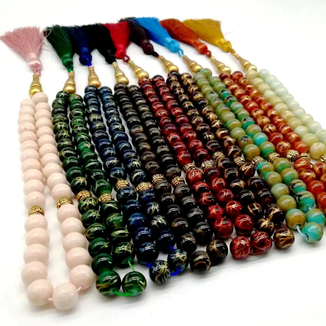 

33 exquisitely crafted Muslim prayer beads with 10mm popping beads original handmade MUSLIM colored Arabic tassel bracelets