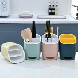 Drain Chopstick Cage Nordic Wind Double-layer Three Grid Chopstick Barrel Kitchen Tableware Storage Box Desktop Cage Organizer Drain Chopstick Cage Nordic Wind Double-layer Three Grid Chopstick Barrel Kitchen Tableware Storage Box Desktop Cage Organizer