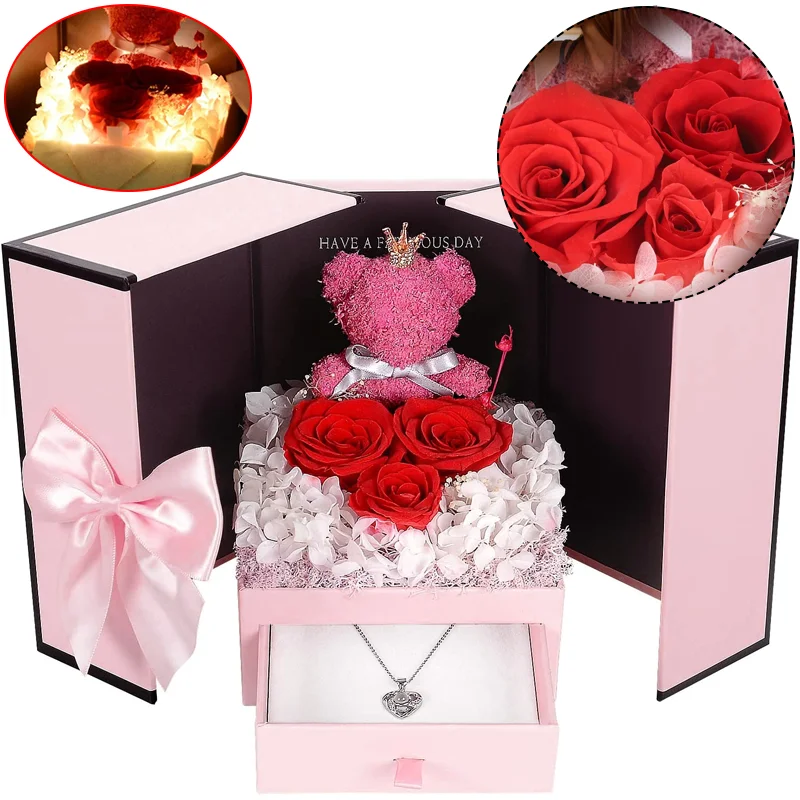 

Вечное мыло с цветком Роза шкатулка для ювелирных изделий с медведем оленем романтический подарок-сюрприз для жены День Святого Валентина свадьбы дня рождения подруги