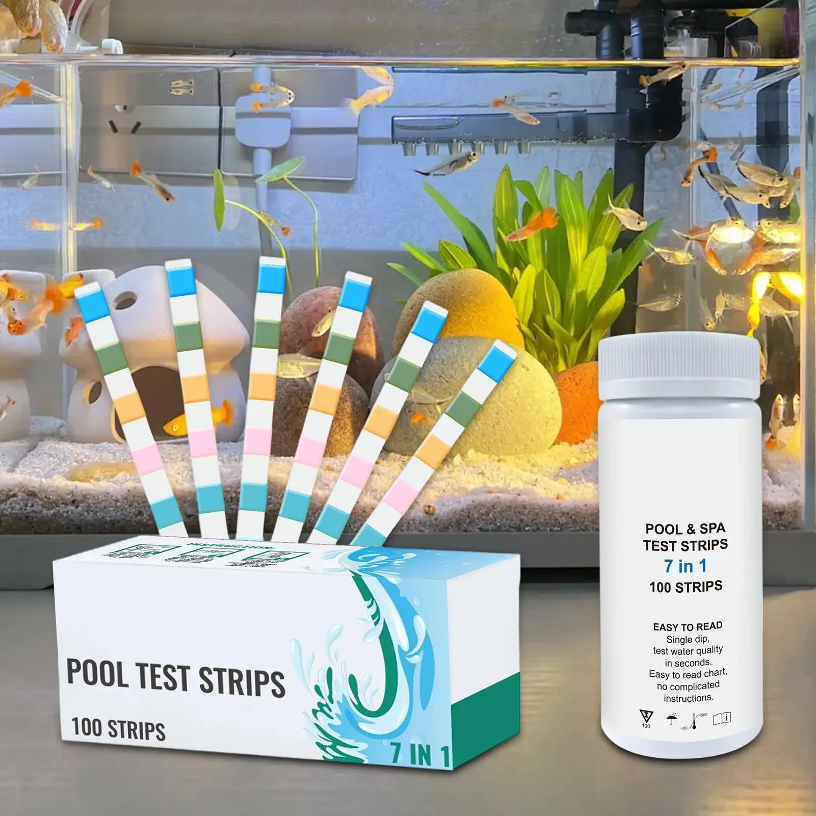100 Pcs Pool Testing Strips Hot Tub Water Ph Test Strips SPA Swimming Pool Water Tester Paper for Backyard Pool