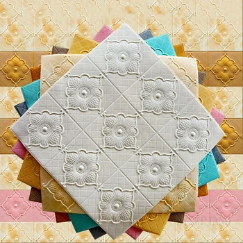 방수 자체 접착 벽 스티커 TV 배경 벽 임대 집 장식 방음 벽지 3D 입체 타일 기숙사 홈 장식 XPE 거품 Wallsticker