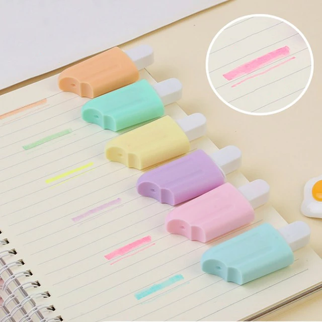 6pcs/set Cartoon Mini Highlighters Office Supplies Marker Pen Students  Stationery Vitamin Pill Fluorescent Pens for Kids DIY