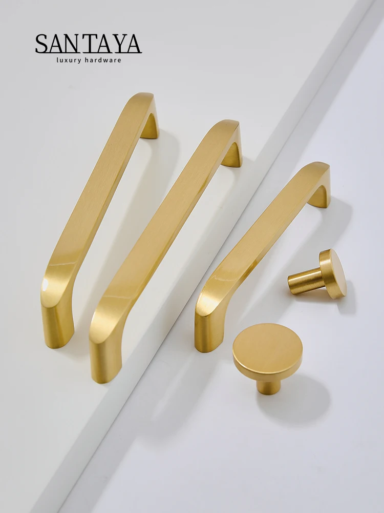 Santaya ทองเหลืองจับโมเดิร์นตู้ครัว KNOB ประตูตู้ดึงลิ้นชักทองเฟอร์นิเจอร์ฮาร์ดแวร์ 1