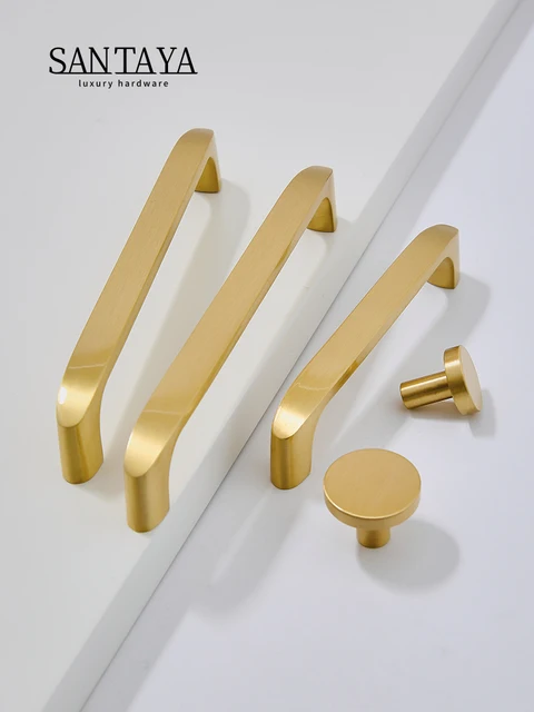 Santaya ทองเหลืองจับโมเดิร์นตู้ครัว KNOB ประตูตู้ดึงลิ้นชักทองเฟอร์นิเจอร์ฮาร์ดแวร์ 1