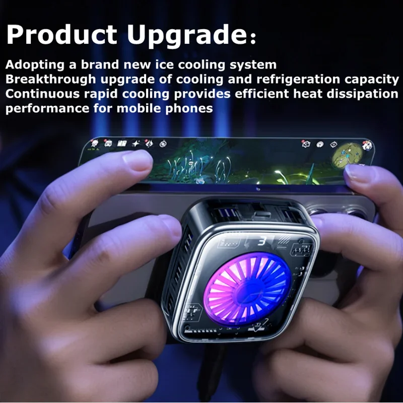 High-Performance Gaming Phone Cooler Semiconductor with Ice Generation Magnetic & Clip-On Design with RGB Lighting Effects phone cooler mobile radiator mobile heat dissipation plate game fan