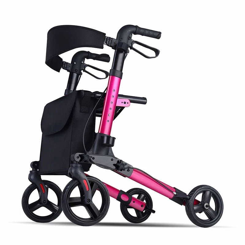 Elderly Disabled Rehabilitation Walking Assist Rollator Walkers Aluminum Alloy Folding Pulley Training Mobility Aids Scooter 6
