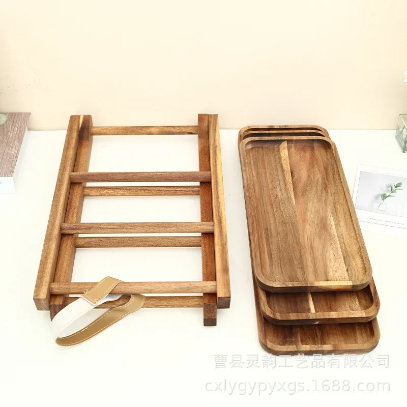 Multi-layer Wood Display Rack for Dinner Plates and Snacks Decorative Trays, Kitchen Storage & Organization,Fruit Dish Plate 5