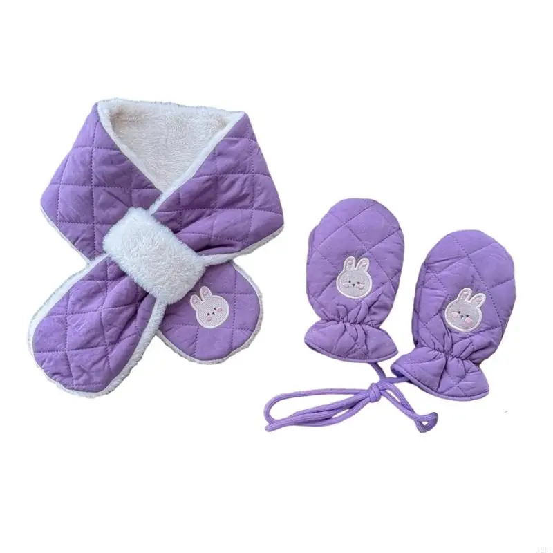 2-teiliges Set mit Schal und Fäustlingen für Babys, weiche Baumwolle, Winterzubehör für Kleinkinder von 0 bis 24 Monaten – Detail 2