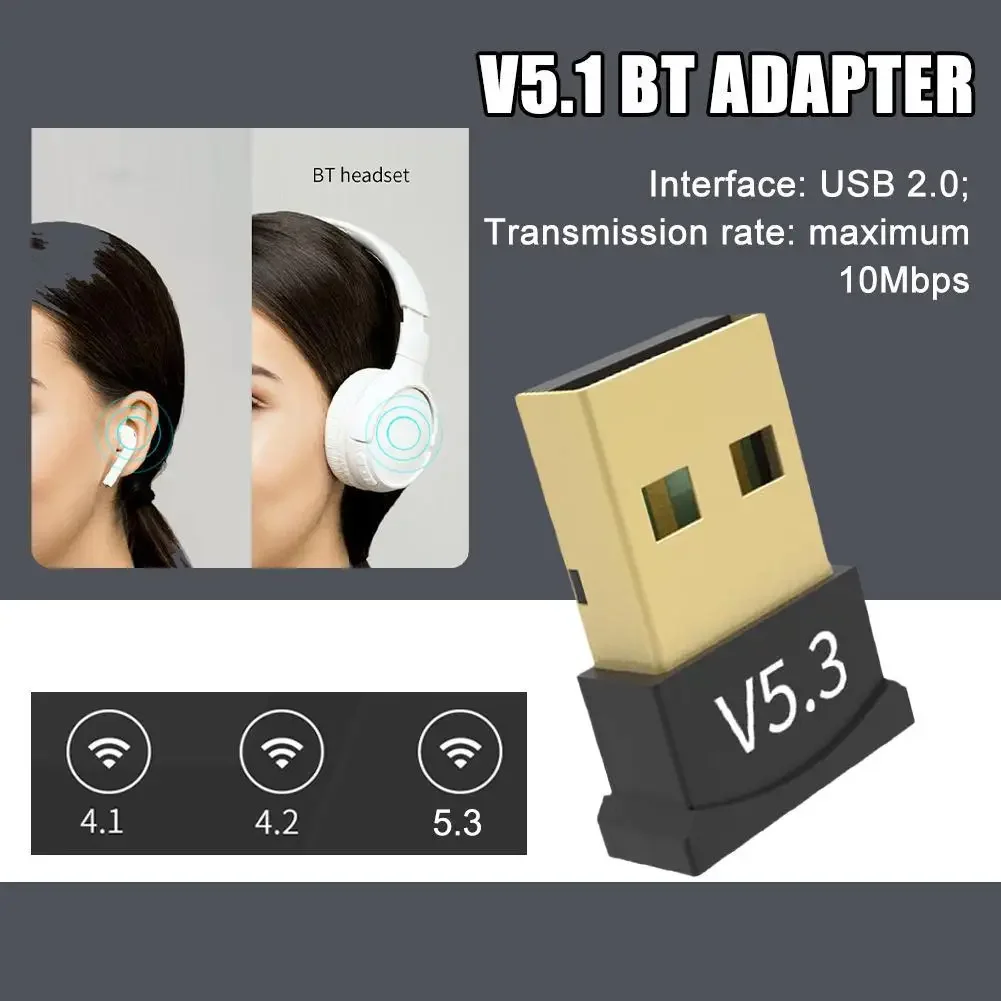 Bluetooth 5.3 USB Adapter for Computer PC Laptop