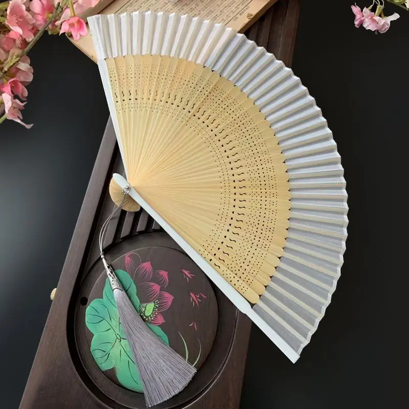 

Folding Fan Light Painted Style Silk Hanfu Qipao Carved Hollow out Boy Portable Summer Men's and Women's Dance Fan Forwarding