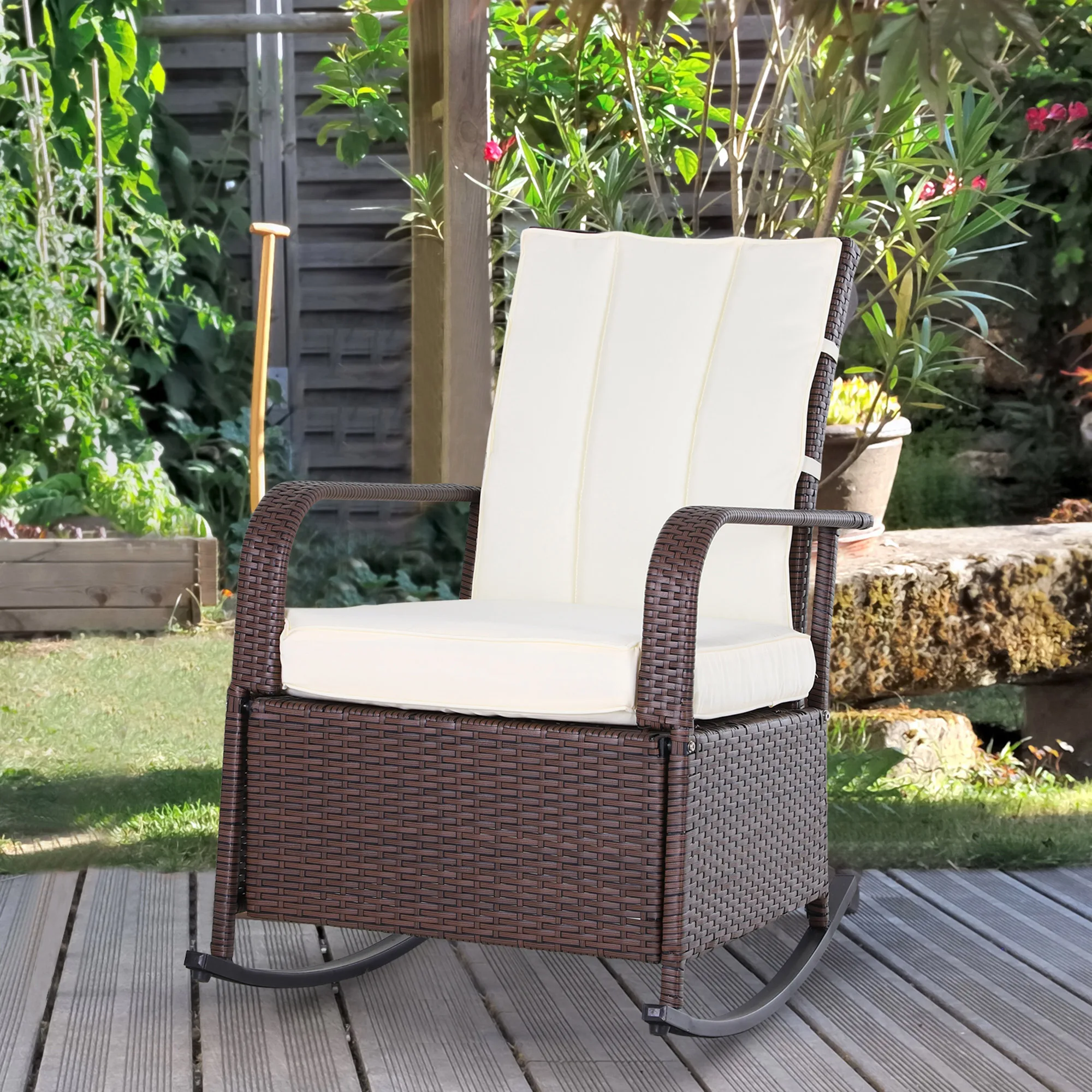 Outdoor Adjustable Wicker Recliner Lounge Chair 1