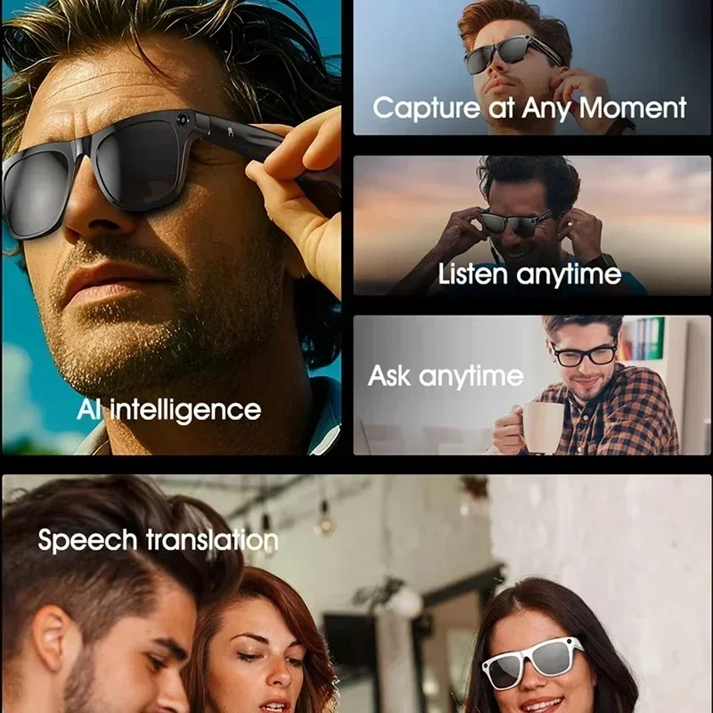 Lenovo 8K AI Smart Glasses 100MP Camera Chat GPT Touch Sport Sunglasses Bluetooth Call Video Music Player Men Women