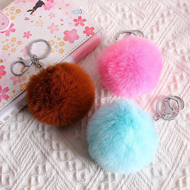 

Imitation Rabbit Fur Ball Fluffy Soft Keychain Pendant Cute Plush Keyring Backpack Hangings Decoration