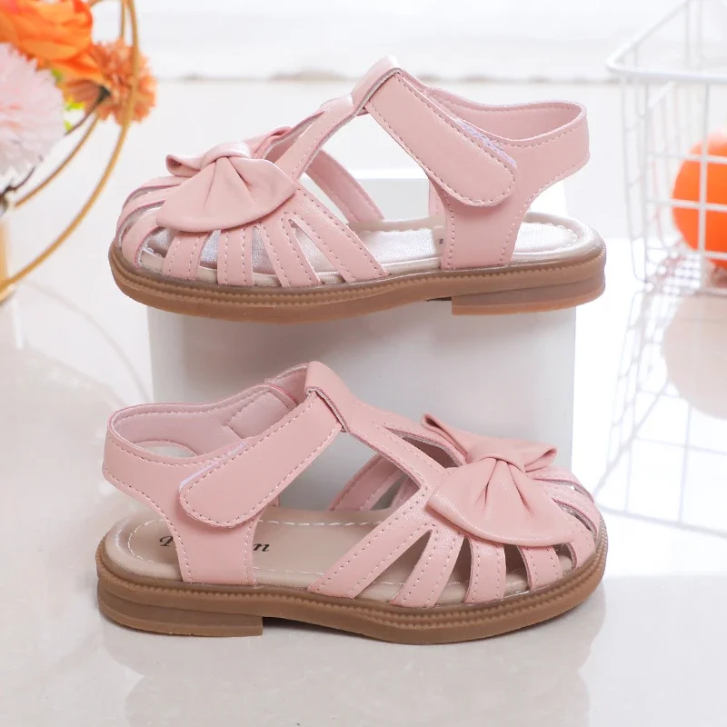 Baby Sandals for Girl Peep-toe Breathable Bow-knot Princess Children Fashion Soft 2024 Summer New Girls Sandals Cute Versatile 2