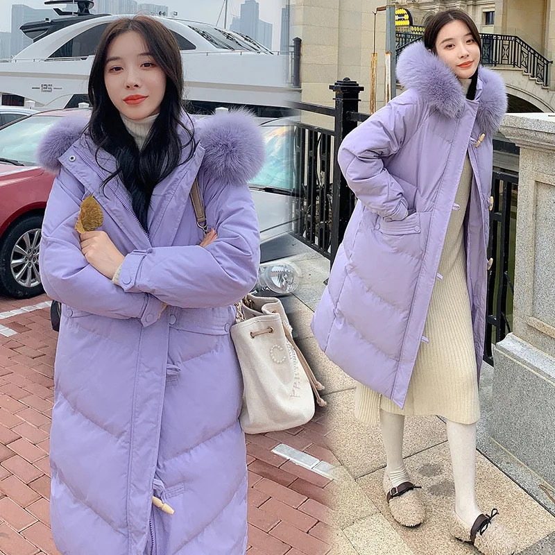 

Winter Women's Down Puffer Long Jackets Baggy Thickening Warm Hooded Fluffy Collar Oversized Fashion Cotton Padded Bubble Coats