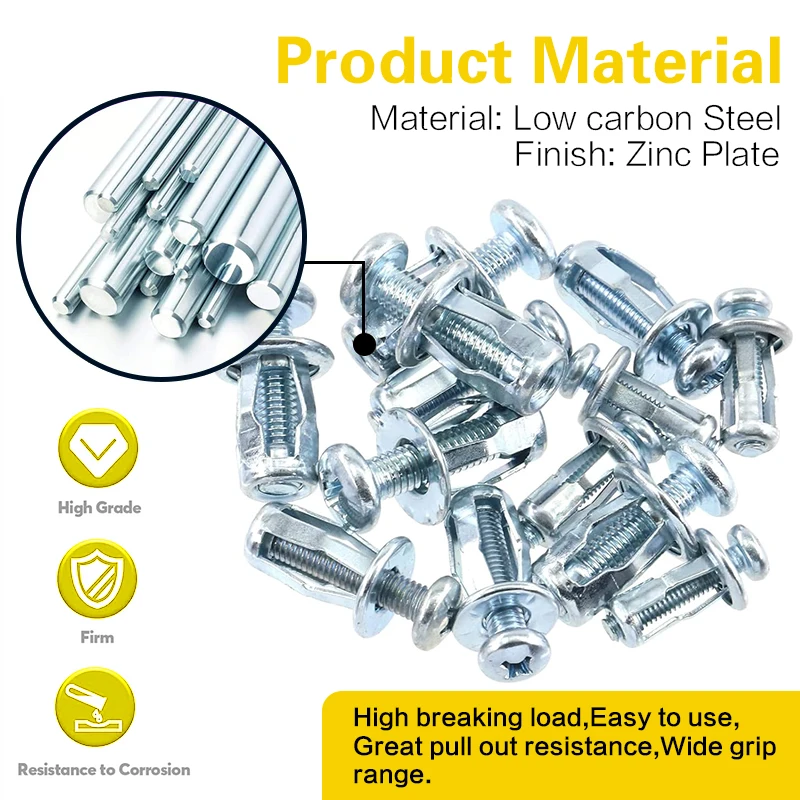 Petal Nuts Expansion Screw Jack Nut Carbon Steel Rustproof Corrosion-Resistant Petal Shape Rivet Nuts Fasteners M4 M5 M6 M8