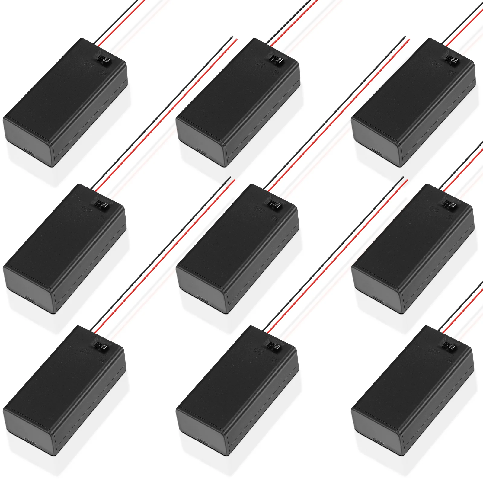 

10 Pcs Container with 9 Volt Batteries 12 Pack+ Casing Case Holder Wire