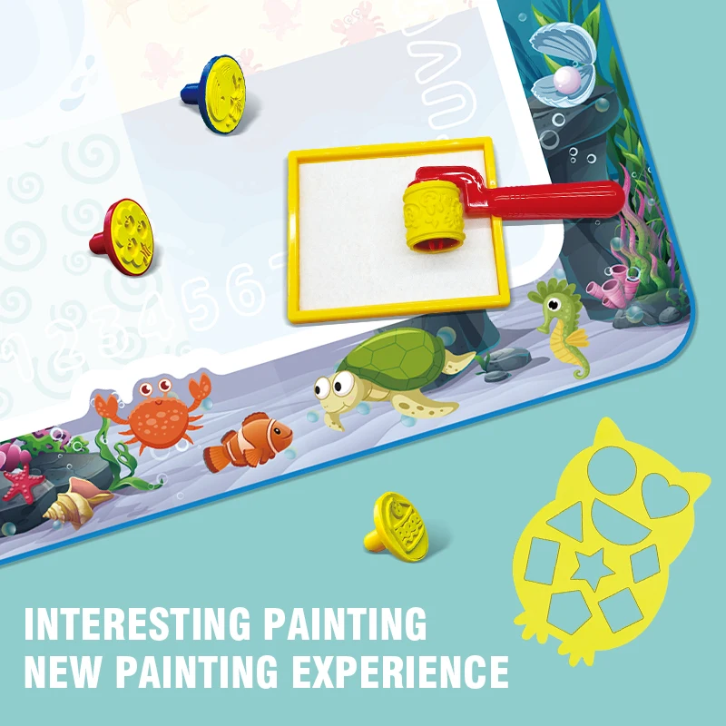 100x80CM Magic Water Drawing Mat with Reusable Magic Pens Doodle Montessori Painting Board Educational Toys Kids Gifts 39X31in