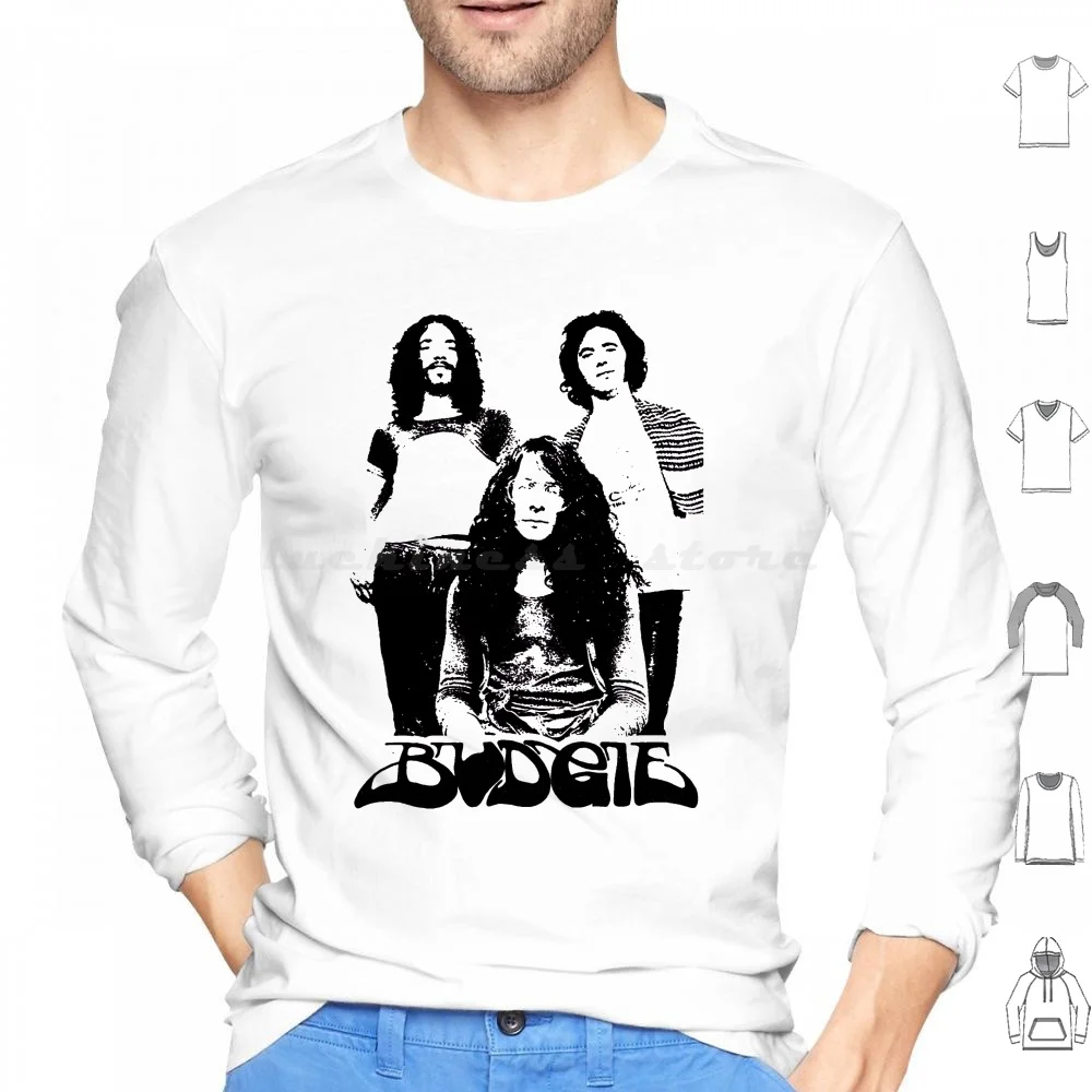 Budgie Band 70S Felpe Con Cappuccio Manica Lunga Budgie Band Budgie Band Judas Priest British 70S Bandolier Siouxsie Music Album