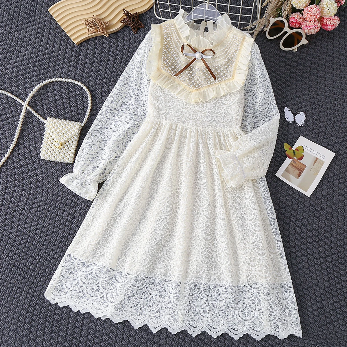 Flower Baby Girls Clothes Lace Voile Wedding Birthday Party Princess Dresses Floral Embroidery Kids Dress Family Clothes girls dress