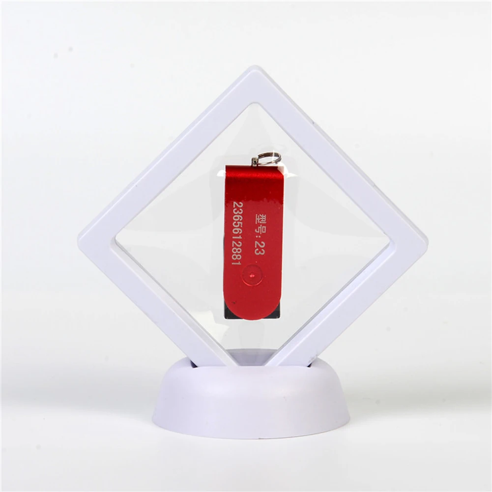 Display Case 5/10PCS 3D Floating Picture Frame Stand Box Clear Jewelry Ring Coin 70*70*20mm Home Decorative