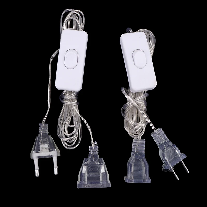 1Pc 3M Plug Extender Wire With Switch EU/US Plug for LED String Light Wedding Christmas Decor Led Garland Lights