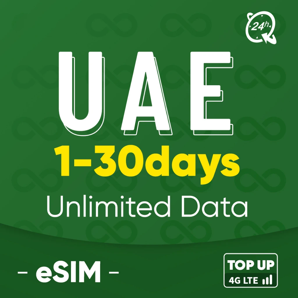 

UAE Dubai Prepaid Data SIM Card Unlimited 4G data Plug-and-play Travel mobile SIM Card support eSim TOP up