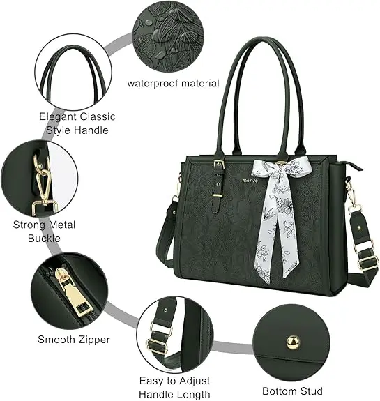 Borse tote MOSISO da 15,6 17,3 pollici per pelle PU impermeabile di grande capacità per borsa da donna Bussiness Office Design Moda donna - immagine 5