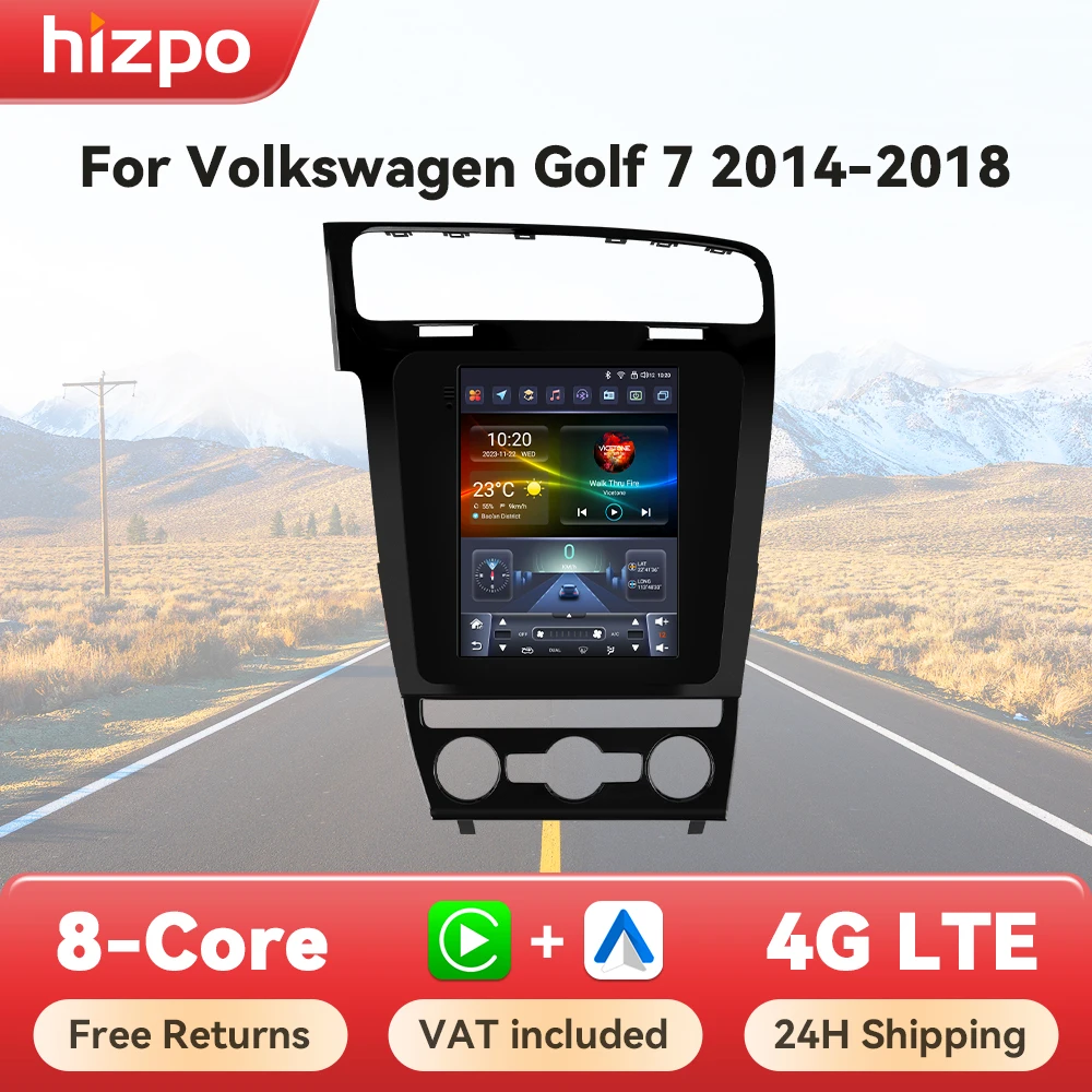 Hizpo Android 13 Wireless Carplay Auto Auto Multimedia Player für VW Volkswagen Golf 7 2014-2018 für Tesla Stil Bildschirm 9,7 "Wifi