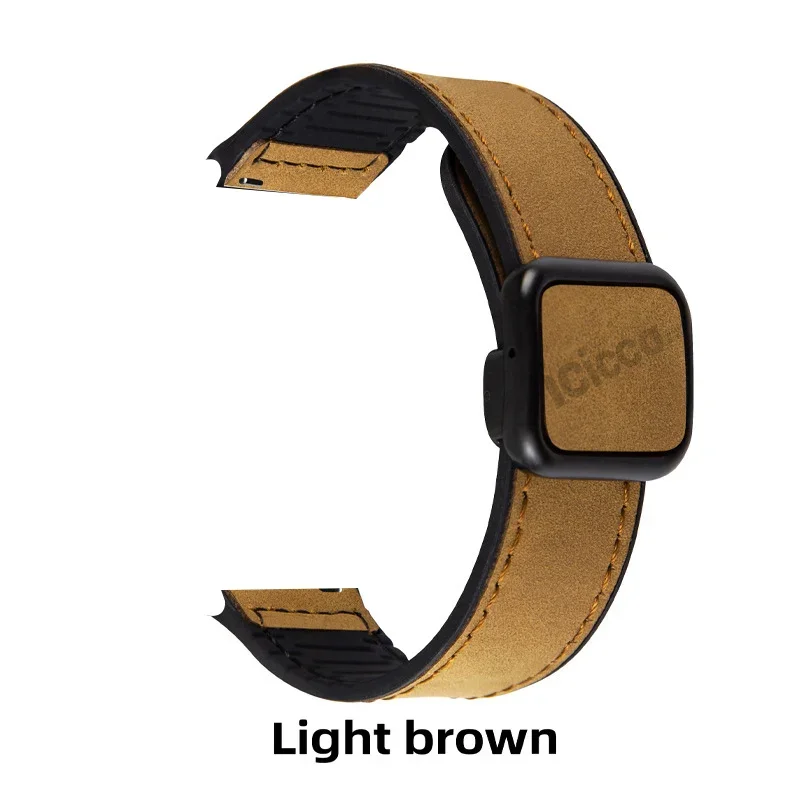 Correa de Silicona y Cuero con Hebilla Magnética Plegable para Reloj Inteligente