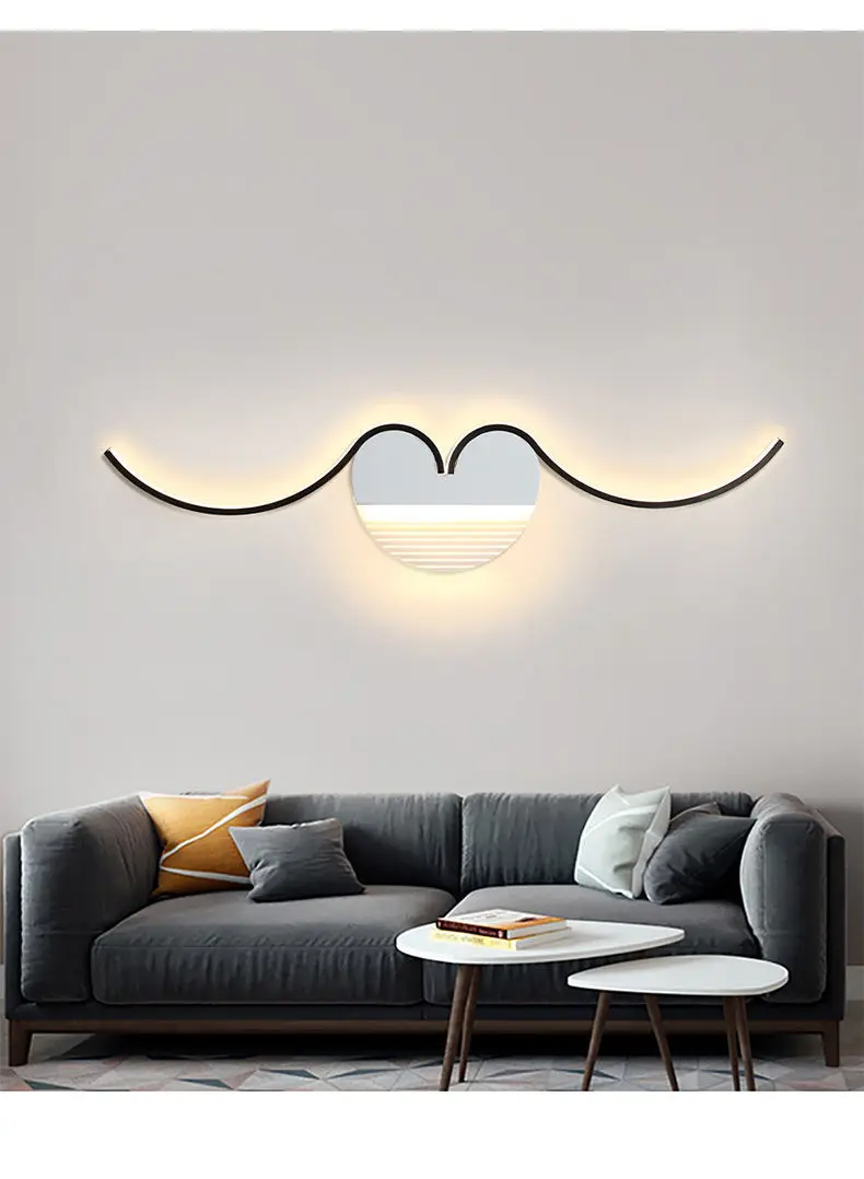 Lâmpada de Parede Fundo da Parede Luzes do Corredor s em Forma de Linha Longo Minimalista Quarto Cabeceira Sala Estar Sofá Decoração Lâmpadas Nordic 9 quarto lâmpada de parede cabeceira sala estar