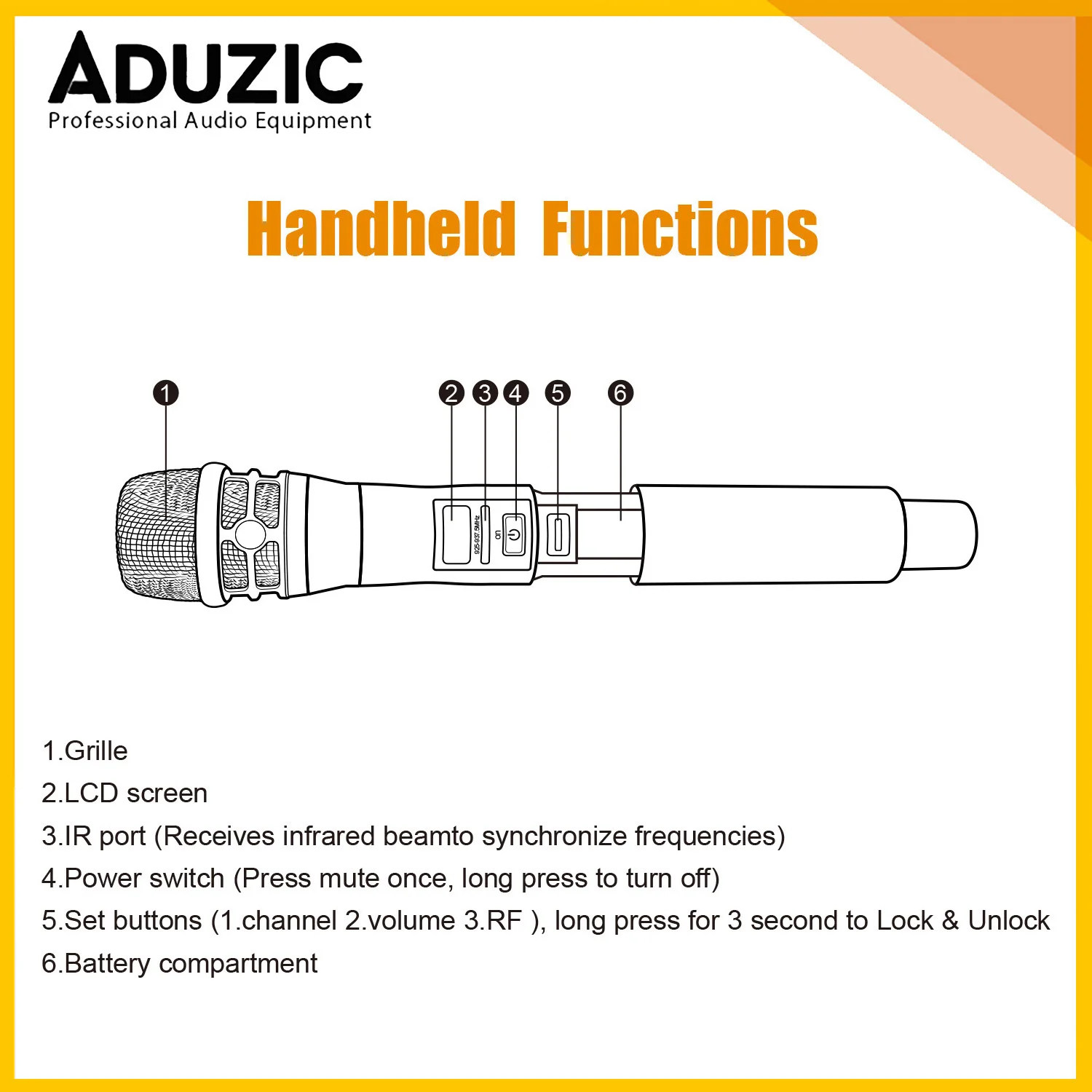 ADUZIC AD4DS 무선 전문가용 마이크 라발리에 헤드셋 마이크 스테이지 UHF 핸드 마이크로포노 세름 피오 무선 마이크 핀 마이크