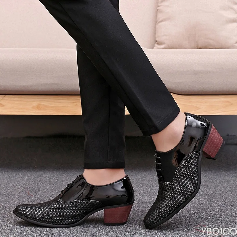 New Men White Formal Shoes High Heels Oxfords Soft Mocassin Homme