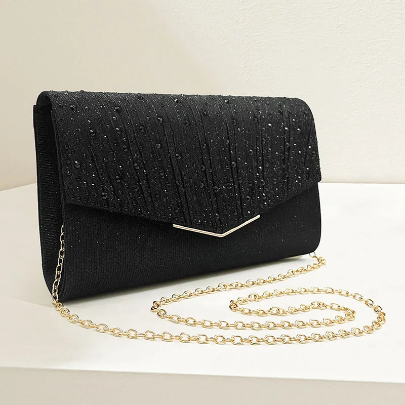 Womens Cut Out Rectangle Envelope Clutch Black/Gold Wedding Party Bag main image 0