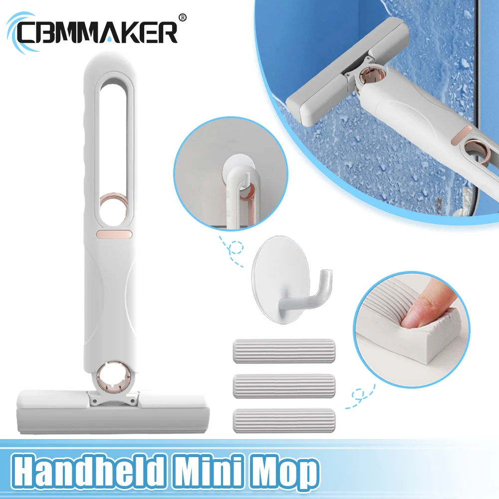 

Handheld Mini Mop No Hand Washing Absorbent Sponge Kitchen Bathroom Car Mounted Glass Desk Cleaning Mop Household Cleaning Tools