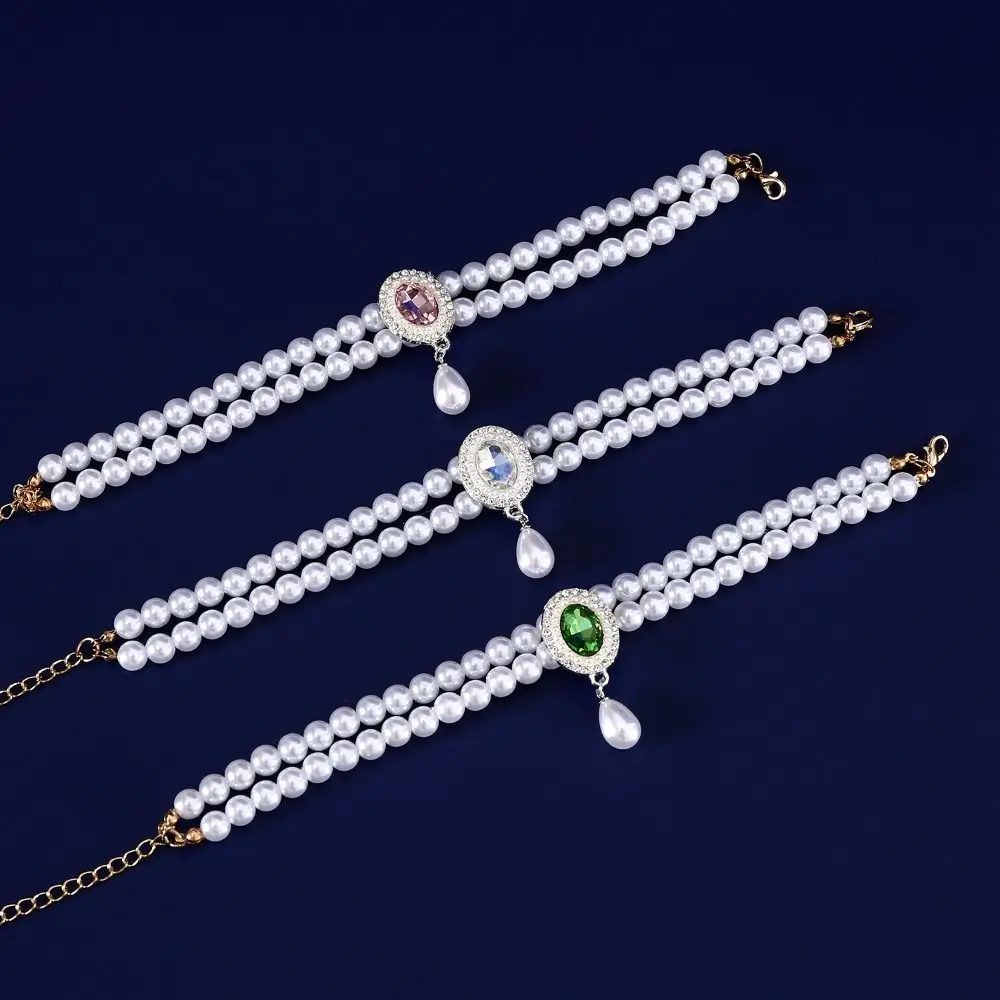 Pet Accessories Double Layer Pearl Pet Necklace Sweet Flower Pendant Cat Neck Chain Adjustable Pet Pearl Collar For Cats Puppy 4