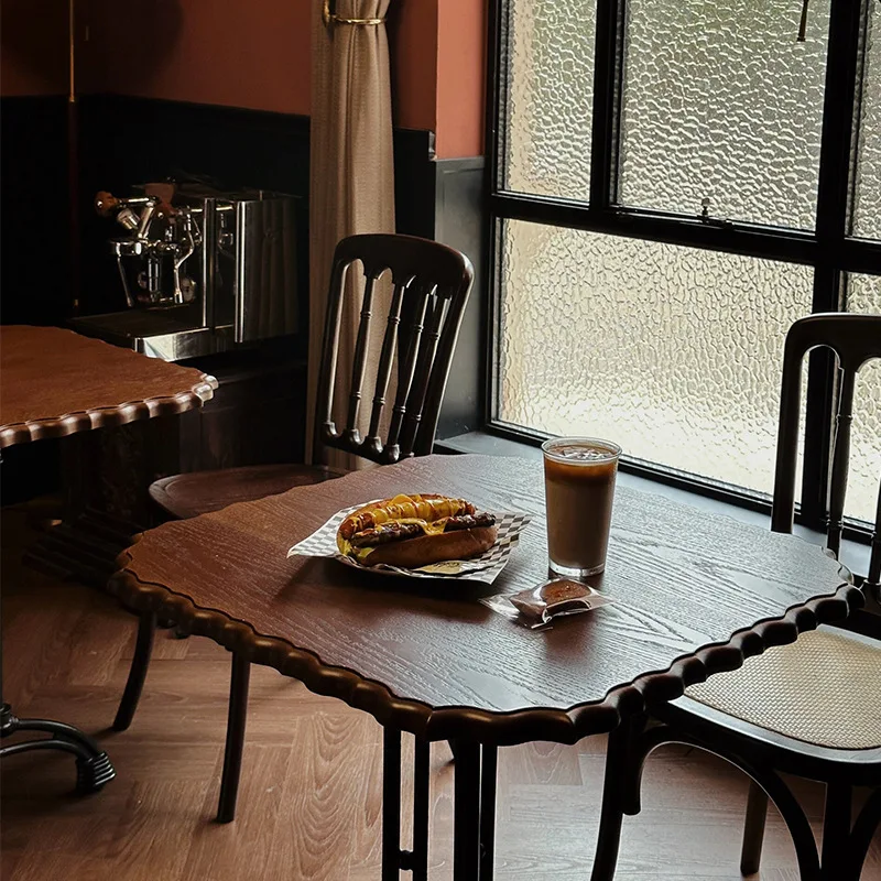 Bar Table Chair Combination Retro Coffee Shop Table and Chair Combination American Medieval Style
